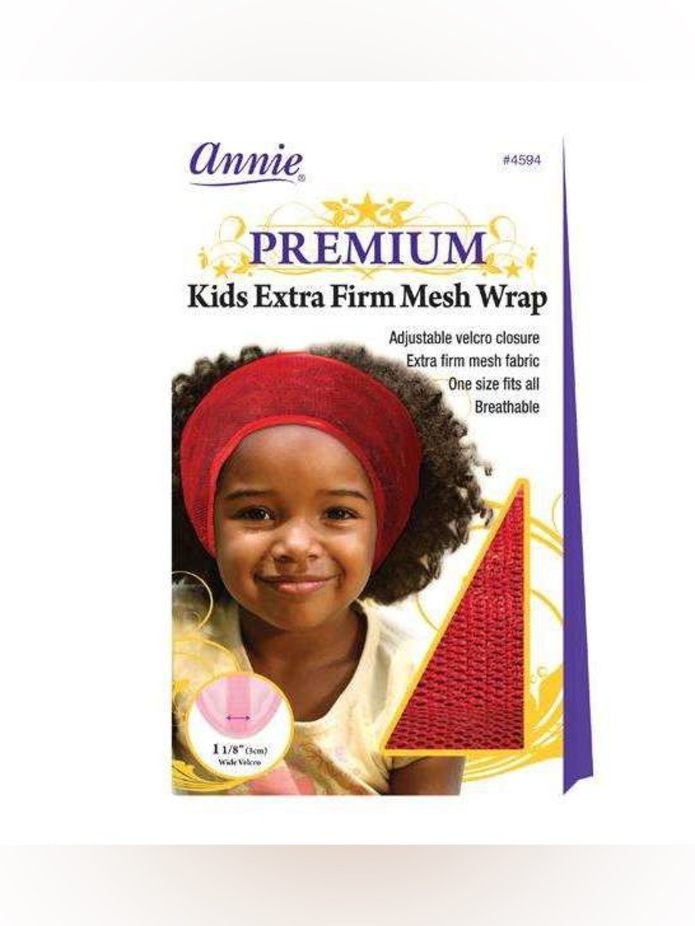 ANNIE PREMIUM KIDS EXTRA FIRM MESH HEAD WRAP - RED (NEW WITH TAGS)